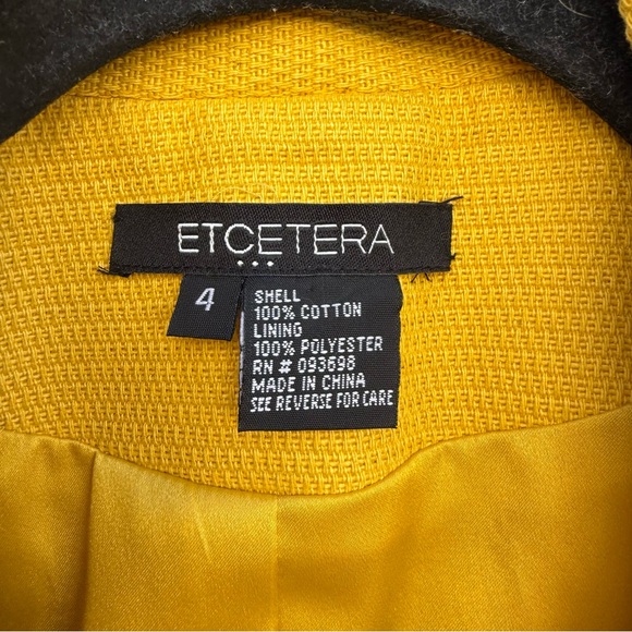 ETCETERA Women’s Yellow Double Breasted Brown Buttons Lined Blazer Jacket Size 4 - Picture 3 of 12